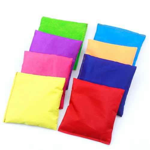 Disino Pack of 16 10 x 10 cm Nylon Bean Bags Throwing Cornhole Bag Waterproof Bean Bag with Carry Bag, Toss Game Bean Bag Throwing Game for Children PE Sensory Juggling Sports Training