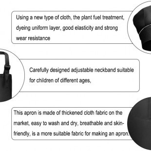 Set of 4 Children's Apron and Chef's Hat Set, Children's Adjustable Cooking Apron with 2 Pockets for Boys Girls Child Kitchen Aprons for Kitchen Cooking Painting Baking 7-13 Years