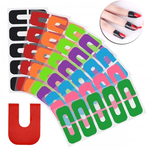 Pack of 80 Nail Polish Protector U-Shape Peel Off Tape, Disposable Nail Polish Stencil, Nails Edge Skin Protection Aid for Nail Painting, Maincure Tool for Nail Art